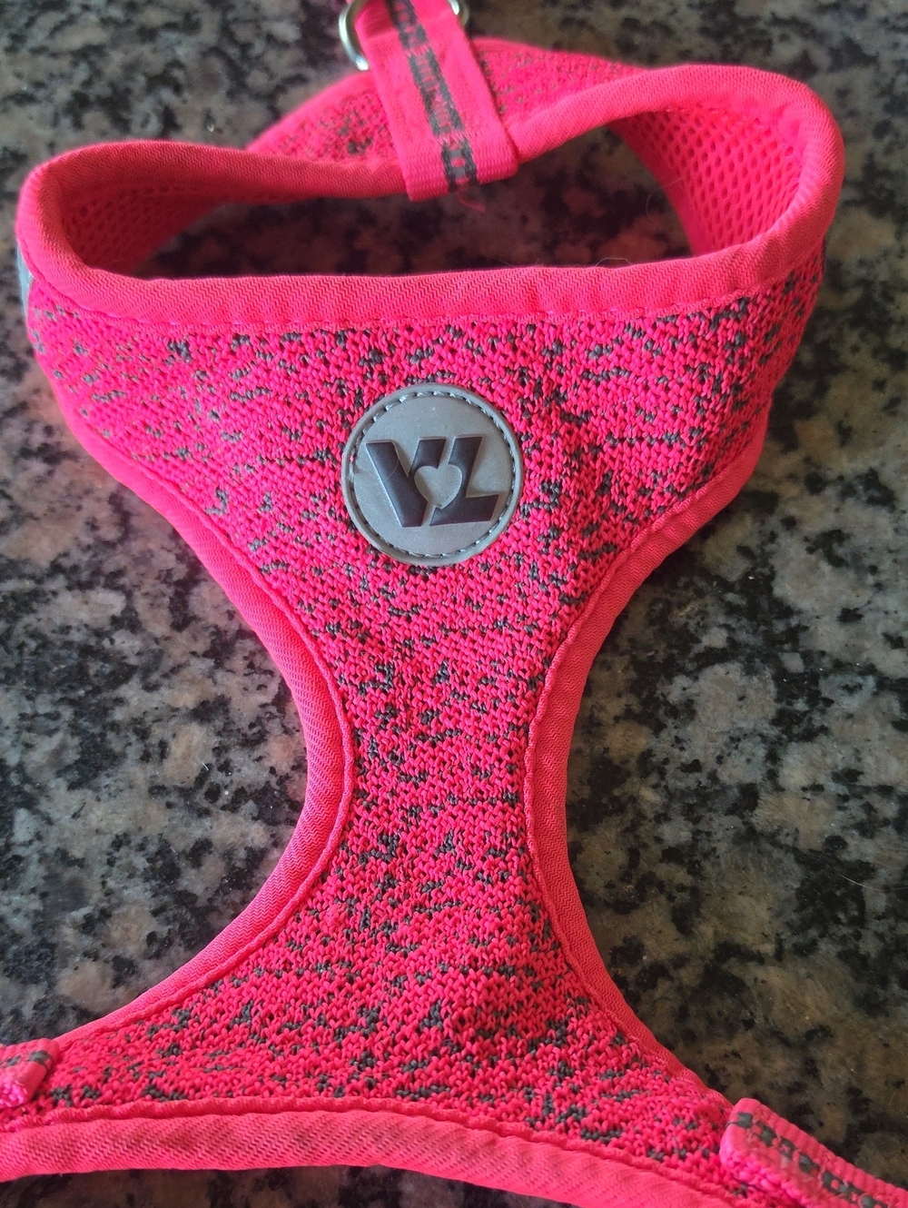 Vibrant Neon Pink Dog Harness with Logo